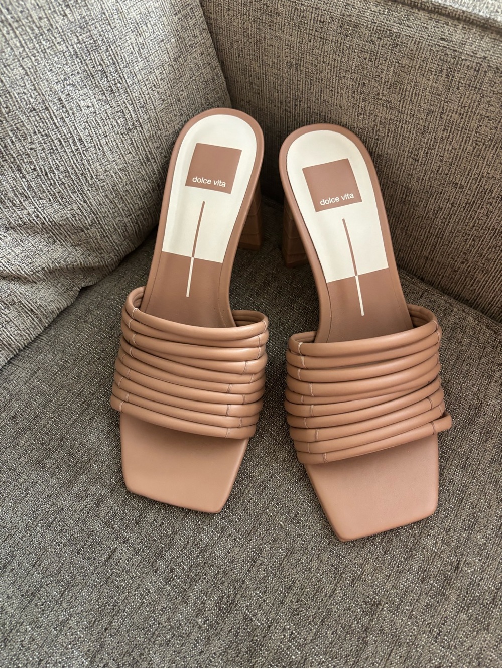 Beige Strappy Crocodile Dolce Vita Heels